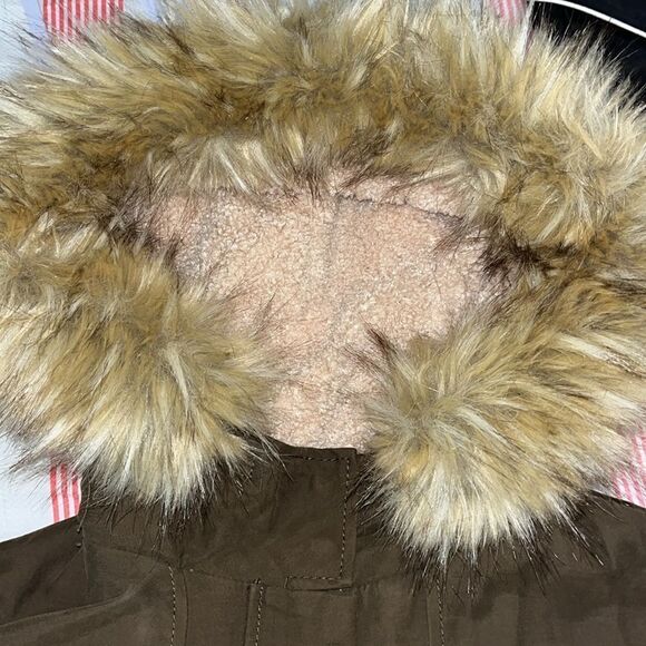 ZARA Trafaluc Outerwear Parka Sherpa Lined w/ Fake Fur Trim Hood M Russian Spy - Picture 7 of 10